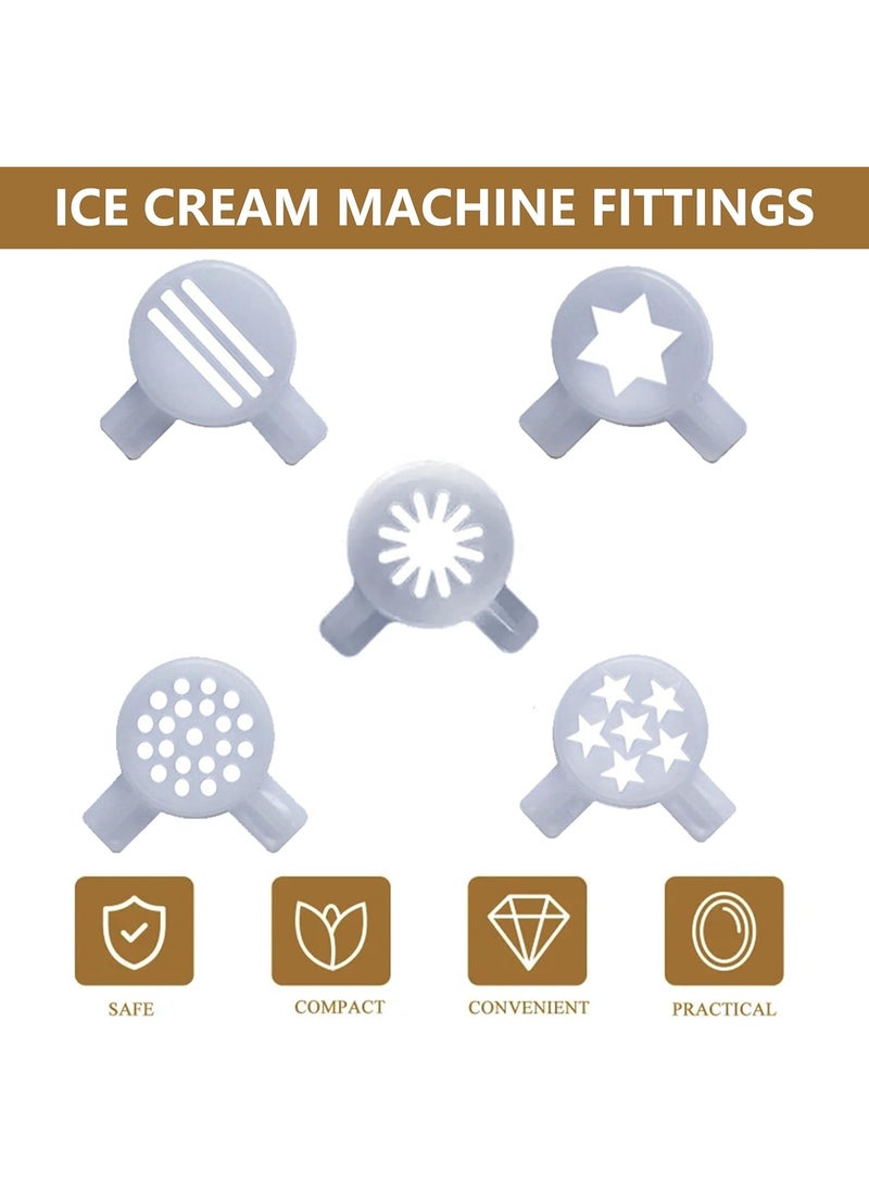 5 PCS Ice Cream Machine Nozzle, Ice Cream Maker Nozzles for Machine, Ice Cream Machine Supplies Nozzles for Ice Cream Machine, ce Cream Machine Replacement Parts Cake Decor Tips Modeling Caps