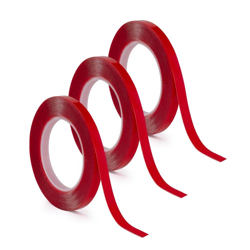 DM TAPES Double-Sided Acrylic Tape Clear - 10mm × 7m Each Roll - for Strong Adhesion and Versatile Use (Pack of 3) - Image 1