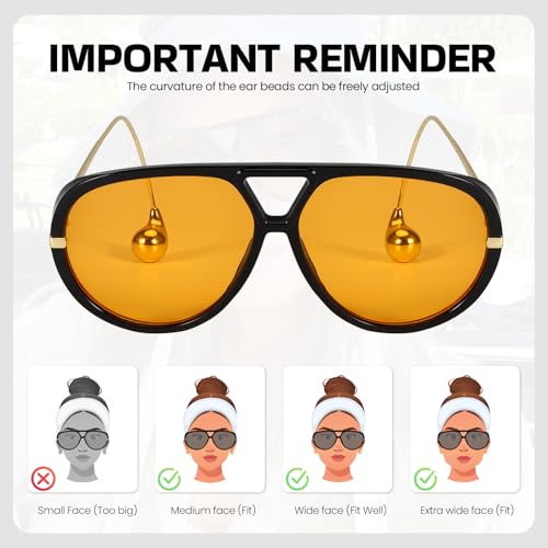 SODQW Oversized Aviator Sunglasses for Women With Earring Trendy Large Big 2025 Designer Shades Adjustable Temples - Image 4
