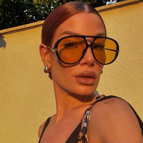 SODQW Oversized Aviator Sunglasses for Women With Earring Trendy Large Big 2025 Designer Shades Adjustable Temples - Image 2