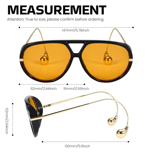 SODQW Oversized Aviator Sunglasses for Women With Earring Trendy Large Big 2025 Designer Shades Adjustable Temples - Image 5
