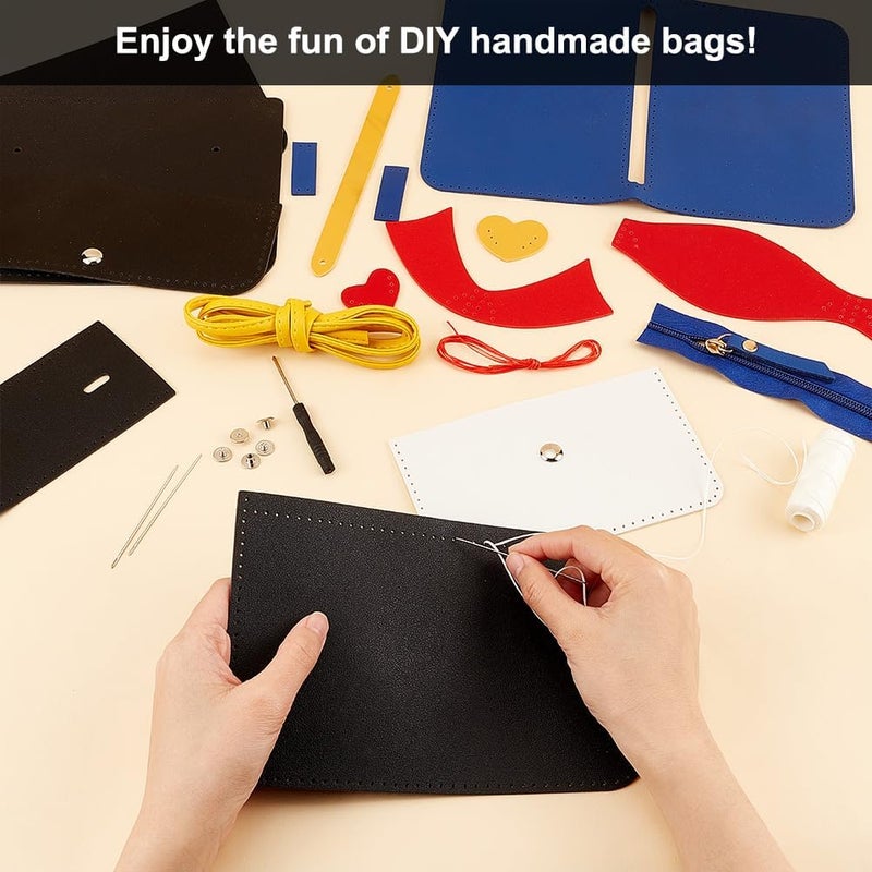 klarako DIY Leather Anime klarakoger Bag Kit, PU Leather Bowknot Crossbody Bag Sewing Materials Handmade Handbag Stitched Accessories Craft Shoulder Bag Making All Supplies, Black, 7.5x5.7 Inch - Image 3