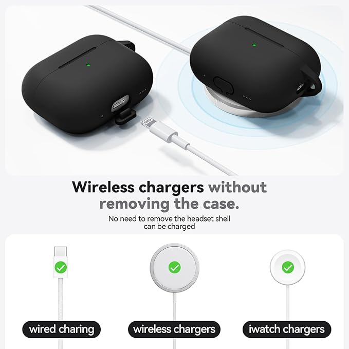 Meyaar for AirPods Pro 3 Case 2025 with Cleaner Kit,Soft Silicone Protective Cases for Apple AirPods Pro 3rd Generation Case for Women Men,AirPod Pro 3 Cases Cover Accessories with Keychain(Black) - Image 3