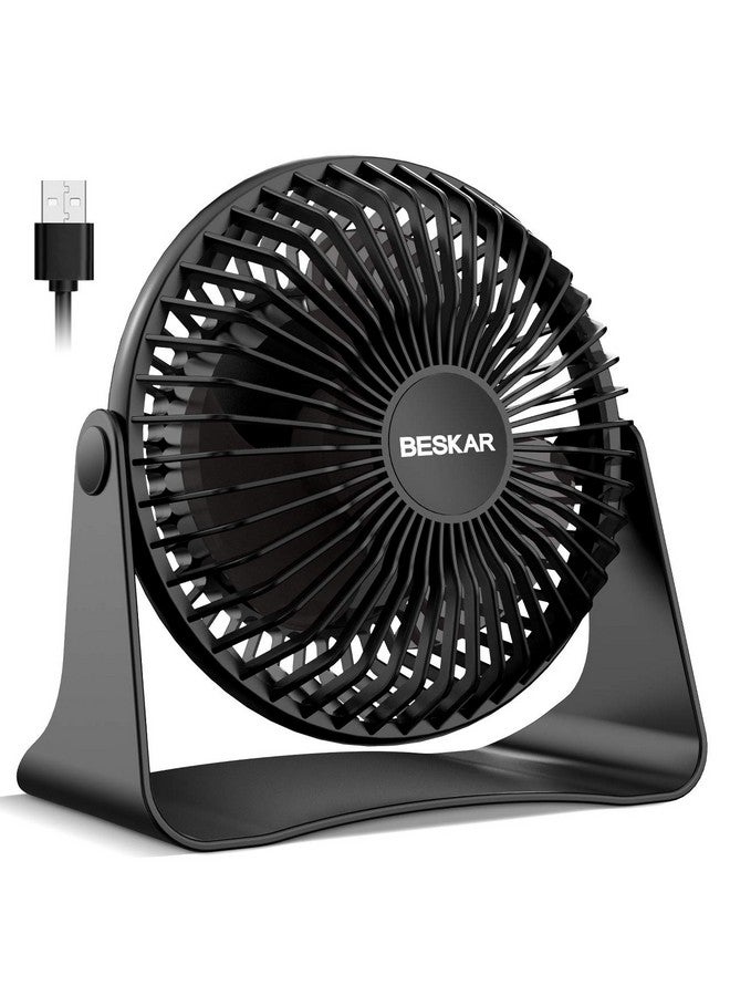 BESKAR USB Small Desk Fan, Portable Fans with 3 Speeds Strong Airflow, Quiet Operation and 360°Rotate, Personal Table Fan for Home,Office, Bedroom - 3.9 ft Cord - Image 1