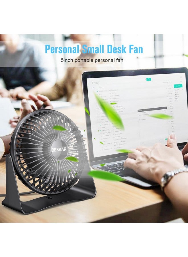 BESKAR USB Small Desk Fan, Portable Fans with 3 Speeds Strong Airflow, Quiet Operation and 360°Rotate, Personal Table Fan for Home,Office, Bedroom - 3.9 ft Cord - Image 3