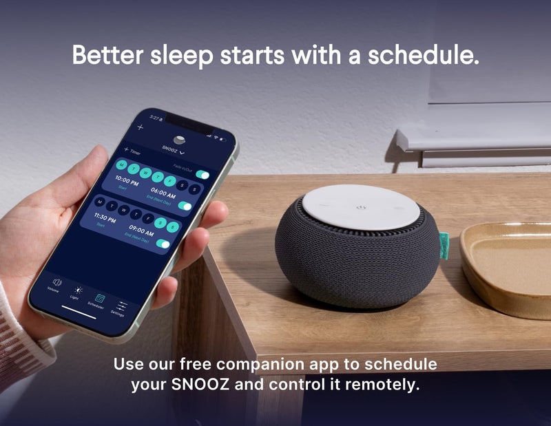 SNOOZ Smart White Noise Sound Machine - Real Fan Inside for Non-Looping White Noise, Sleep Aid for Adults, Travel, Sleeping, Bedroom, Portable, Baby Registry Essential - Charcoal - Image 4
