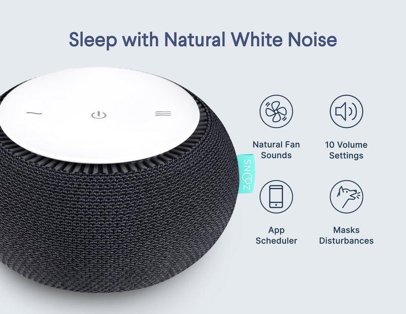 SNOOZ Smart White Noise Sound Machine - Real Fan Inside for Non-Looping White Noise, Sleep Aid for Adults, Travel, Sleeping, Bedroom, Portable, Baby Registry Essential - Charcoal - Image 2