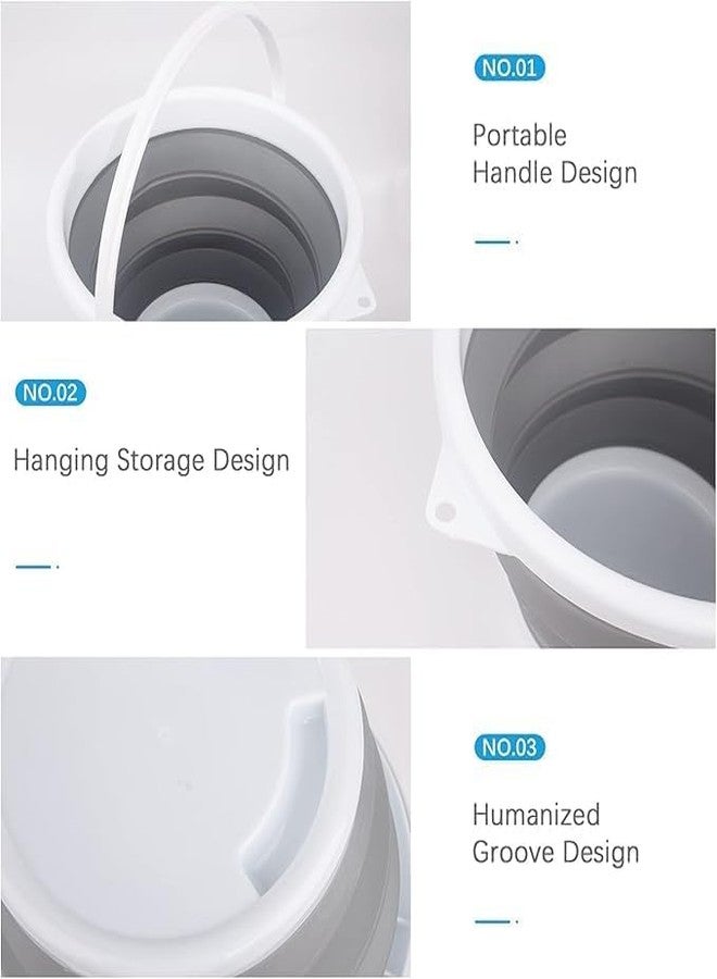 QUMAZZ Plastic Bucket 10 Litre Portable Household Bucket Compact Folding Bucket Silicone Bucket Foldable Cleaning Bucket for Cleaning Camping Fishing Kitchen Outdoor - Image 4