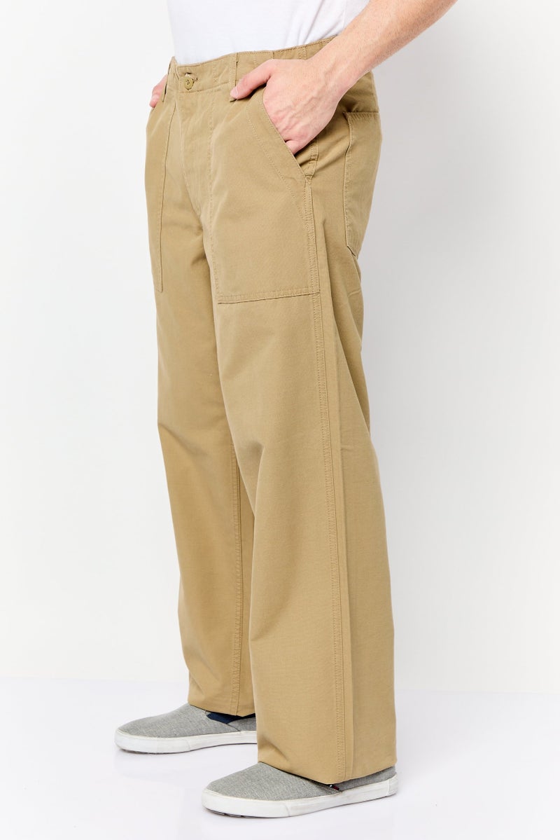 Jack Jones Men Wide Fit Solid Chino Pants, Beige  - Image 3
