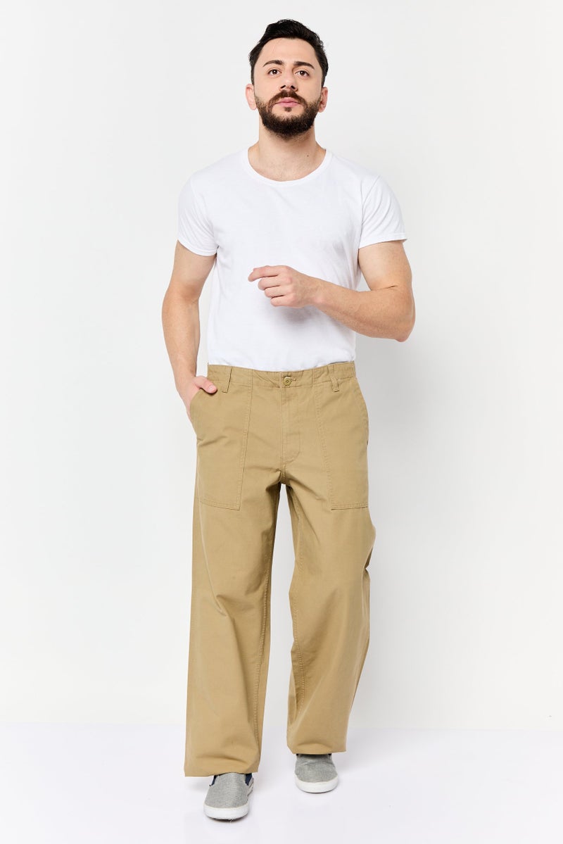 Jack Jones Men Wide Fit Solid Chino Pants, Beige  - Image 2