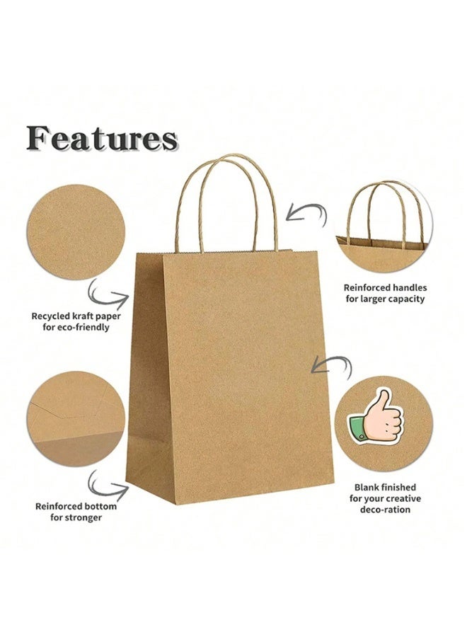 20 قطعة من أكياس الورق البني متوسطة الحجم، أكياس ورقية عادية للتسوق مع مقابض، حقيبة هدايا للحفلات - Image 2