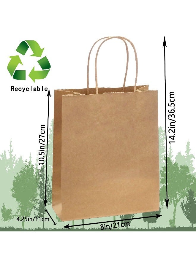 20 قطعة من أكياس الورق البني متوسطة الحجم، أكياس ورقية عادية للتسوق مع مقابض، حقيبة هدايا للحفلات - Image 3