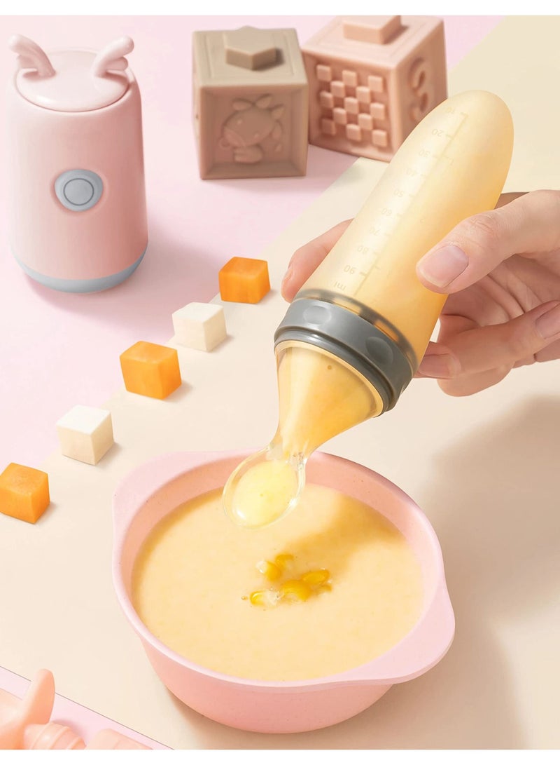 محضر طعام صغير مع ملعقة ضغط من السيليكون للمرحلة الأولى من تغذية الطفل، مناسب للأطعمة السائلة أو شبه السائلة للأطفال، تحضير طعام الأطفال بسهولة - Image 3