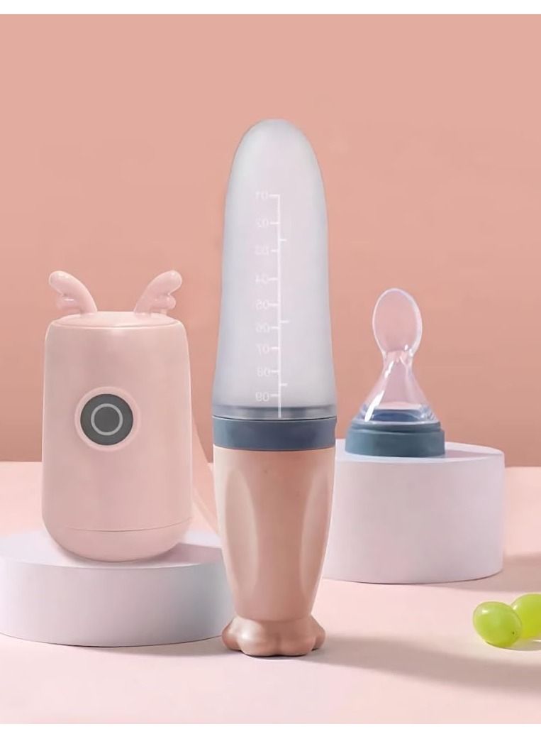 محضر طعام صغير مع ملعقة ضغط من السيليكون للمرحلة الأولى من تغذية الطفل، مناسب للأطعمة السائلة أو شبه السائلة للأطفال، تحضير طعام الأطفال بسهولة - Image 4