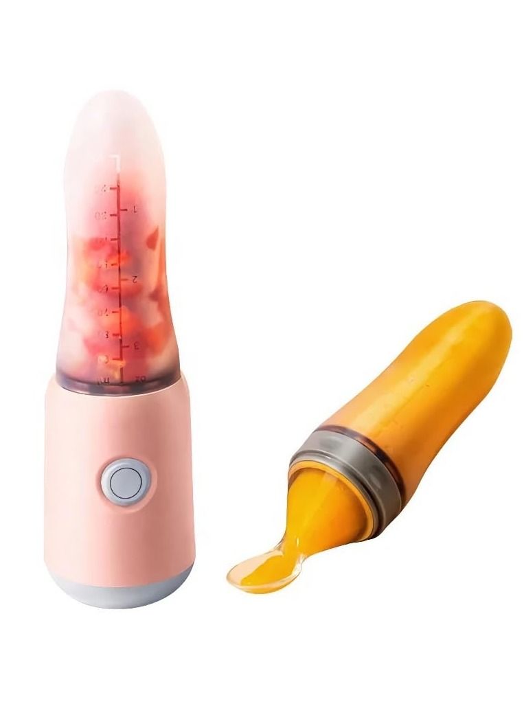 محضر طعام صغير مع ملعقة ضغط من السيليكون للمرحلة الأولى من تغذية الطفل، مناسب للأطعمة السائلة أو شبه السائلة للأطفال، تحضير طعام الأطفال بسهولة - Image 5