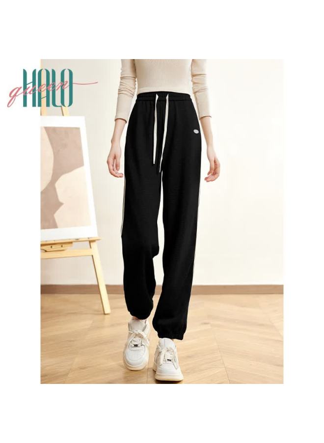 HALOQUEEN Halo Queen Women's Casual Pants, Spring And Autumn Side Striped Contrasting Color Drawstring Elastic Waist, Summer Loose Sweatpants, New Product H143r1011 - Image 2