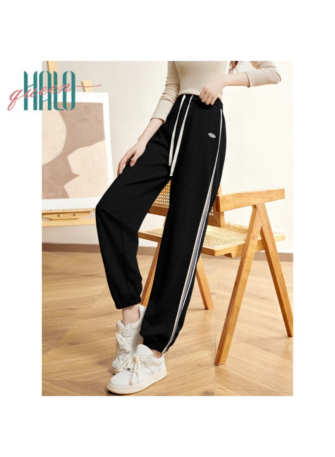 HALOQUEEN Halo Queen Women's Casual Pants, Spring And Autumn Side Striped Contrasting Color Drawstring Elastic Waist, Summer Loose Sweatpants, New Product H143r1011 - Image 1