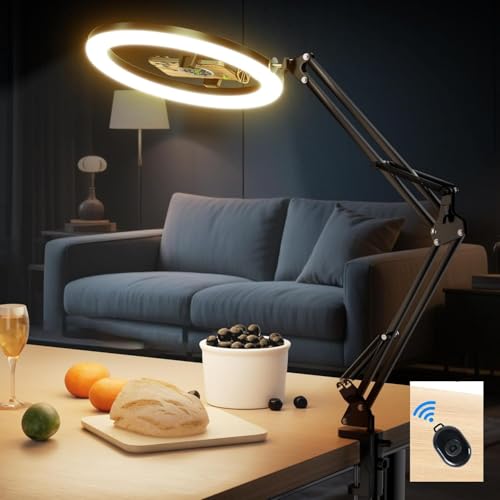 SHOPEE 10’’ Ring Light with Overhead Phone Mount, LED Selfie Light with Stand and Phone Holder for iPhone and Laptop, Desk Light for Video Recording, Zoom Meeting, Live Streaming, Tiktok, YouTube - Image 1