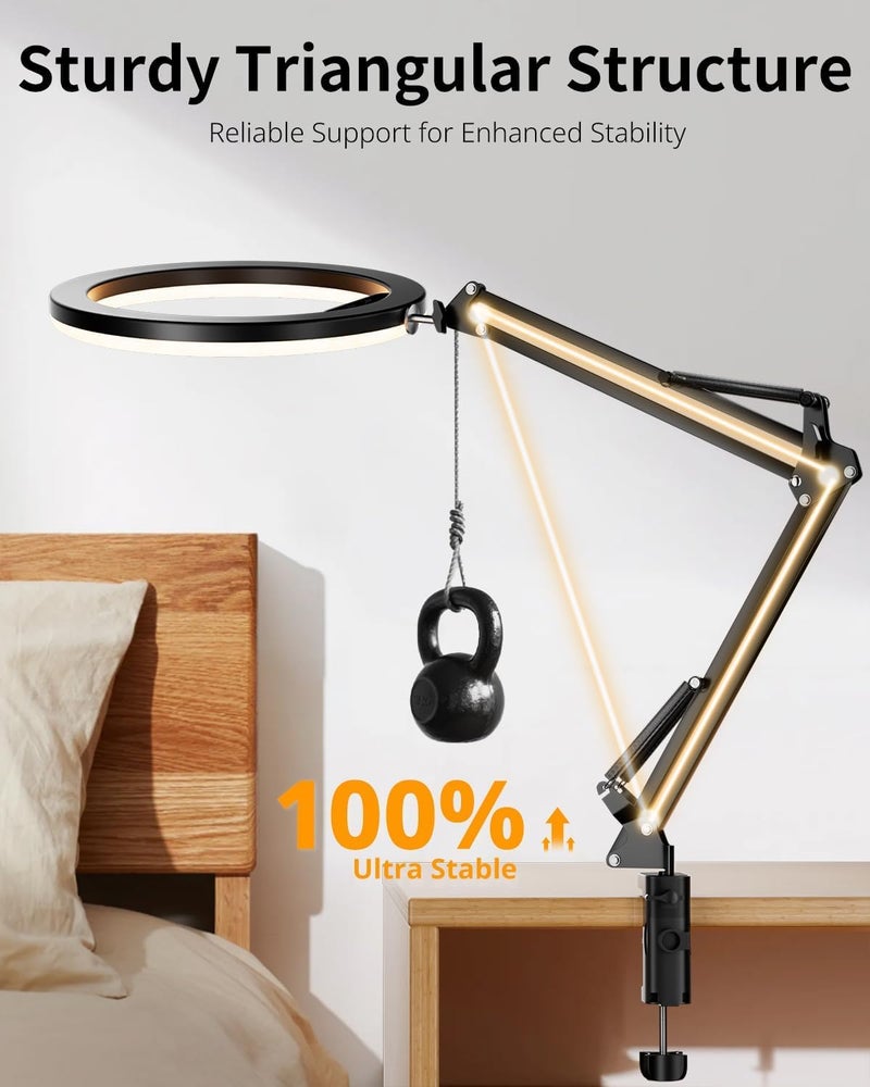SHOPEE 10’’ Ring Light with Overhead Phone Mount, LED Selfie Light with Stand and Phone Holder for iPhone and Laptop, Desk Light for Video Recording, Zoom Meeting, Live Streaming, Tiktok, YouTube - Image 5
