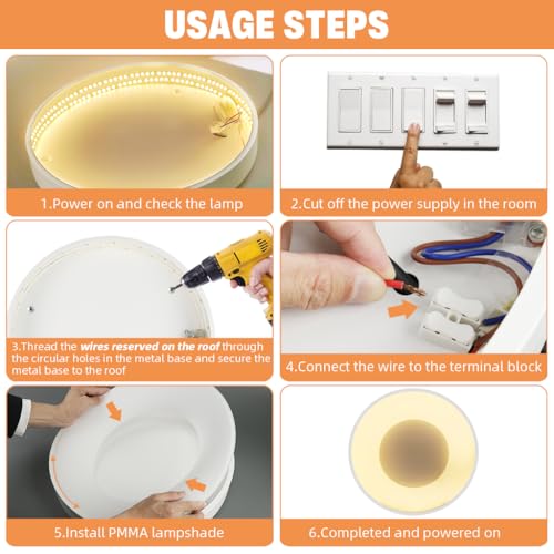 ELEPHANTBOAT® 32W-65W Modern LED Ceiling Light for 10-15 Square Meters, Adjustable 3-Color, 3000K-6000K with Remote, 15.75 Inch Dia Ceiling Light for Bedroom, Bathroom, Kitchen, Living Room - Image 3