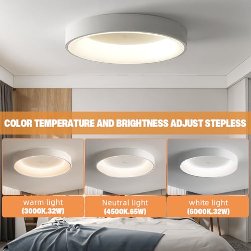 ELEPHANTBOAT® 32W-65W Modern LED Ceiling Light for 10-15 Square Meters, Adjustable 3-Color, 3000K-6000K with Remote, 15.75 Inch Dia Ceiling Light for Bedroom, Bathroom, Kitchen, Living Room - Image 2
