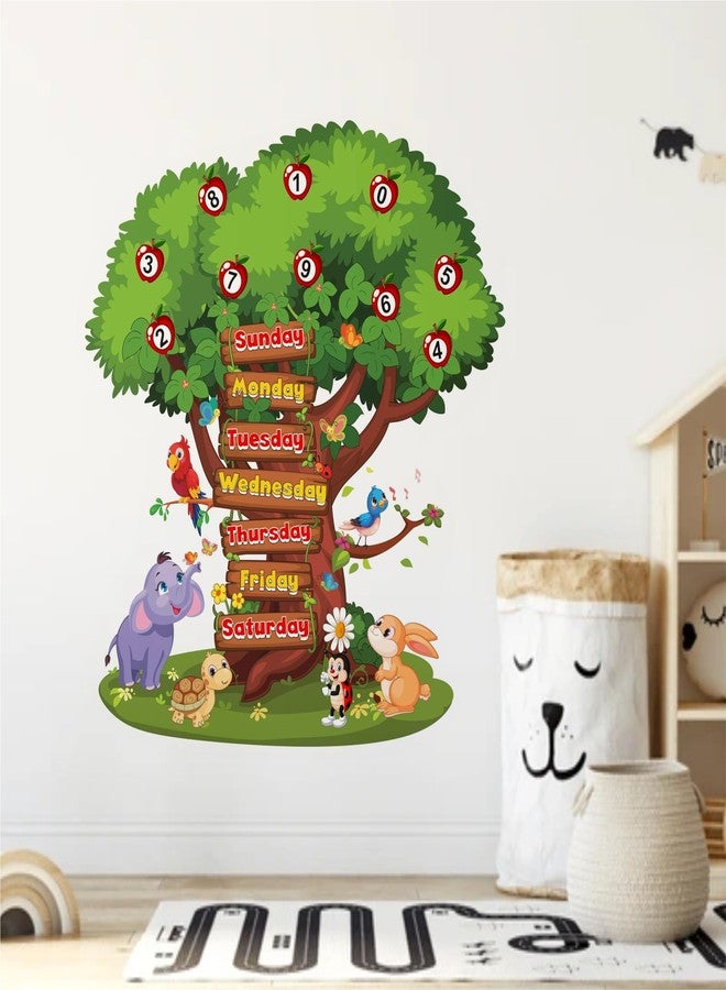 DREAM DECALS 7 Day Sunday Monday Week Name Tree Baby Kids Rooms School Nursery Education Birds Cartoon Animals Wall Sticker (PVC Vinyl 120x110 cm) - Image 4