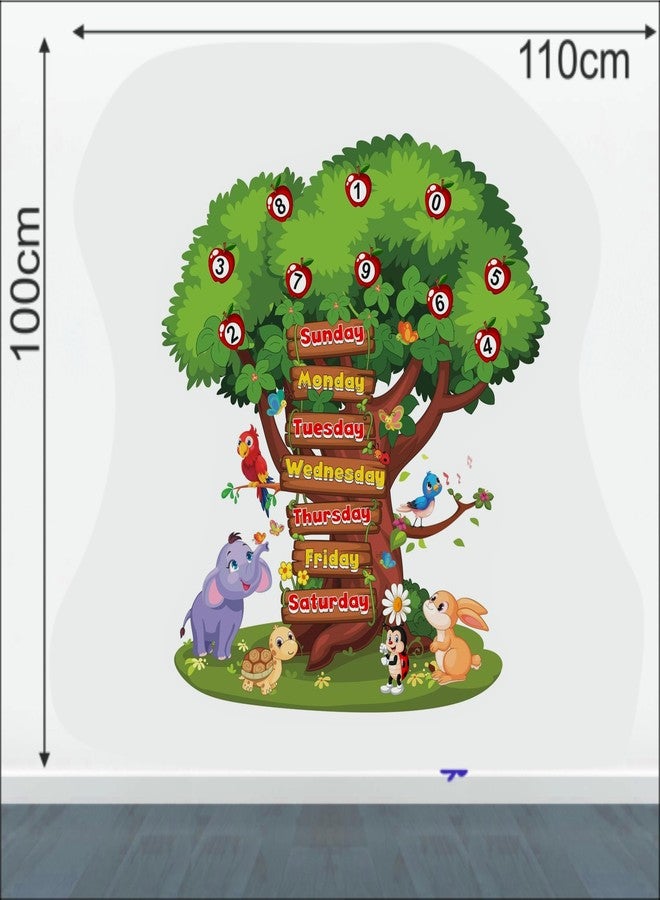 DREAM DECALS 7 Day Sunday Monday Week Name Tree Baby Kids Rooms School Nursery Education Birds Cartoon Animals Wall Sticker (PVC Vinyl 120x110 cm) - Image 5