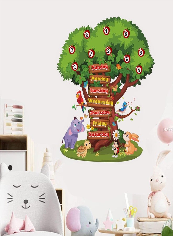 DREAM DECALS 7 Day Sunday Monday Week Name Tree Baby Kids Rooms School Nursery Education Birds Cartoon Animals Wall Sticker (PVC Vinyl 120x110 cm) - Image 3