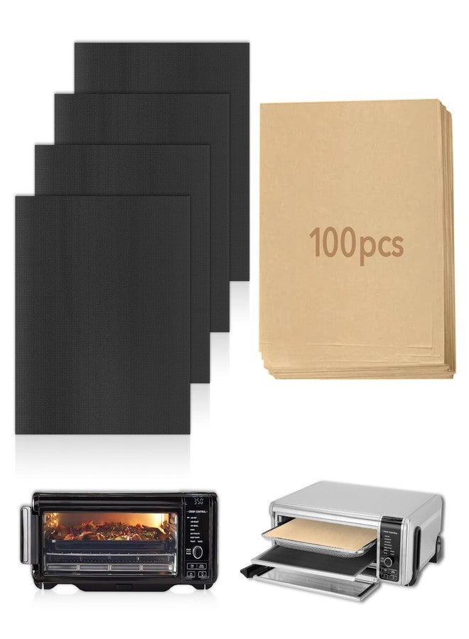 CuraceQ 100pcs Air Fryer Paper and 4 pack Air Fryer Liners for Ninja Foodi SP101/SP201/SP301/SP351/SP151, Cuisinart, Emeril Lagasse & more,12"x12" Non-Stick Air Fryer Disposable Paper Liner - Image 1