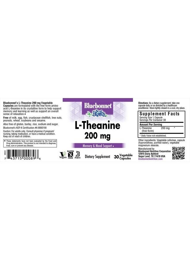 Bluebonnet - Nutrition L-Theanine 200 mg, 30 Count - Image 1