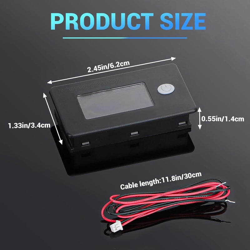 DROK Volt Temp Meter, 10-100V 24V Voltage Battery Capacity Fahrenheit Temperature Monitor Power Percentage Indicator for Car Marine - Image 5