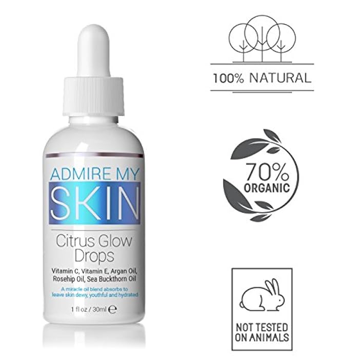 Admire My Skin Vitamin C Gua Sha Oil for Face - Organic Facial Oil for Glowing Skin with + Argan & Rosehip Oils - For a Dewy, Youthful Glow 1oz - Image 3