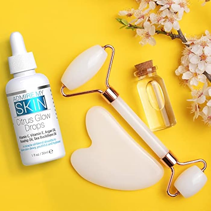 Admire My Skin Vitamin C Gua Sha Oil for Face - Organic Facial Oil for Glowing Skin with + Argan & Rosehip Oils - For a Dewy, Youthful Glow 1oz - Image 4