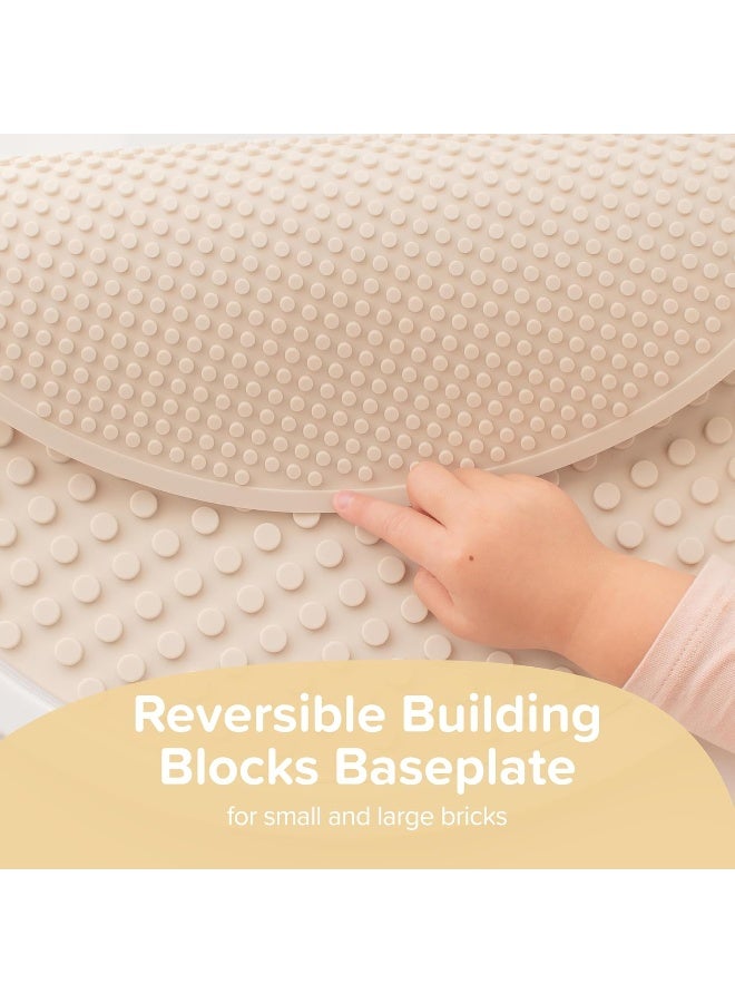 Inspire My Play - Silicone Building Blocks Baseplate - Compatible with All Major Building Block Brands - Double Sided for Large Building Blocks - Perfect Accessory for Sensory PlayTray - Stone - Image 2