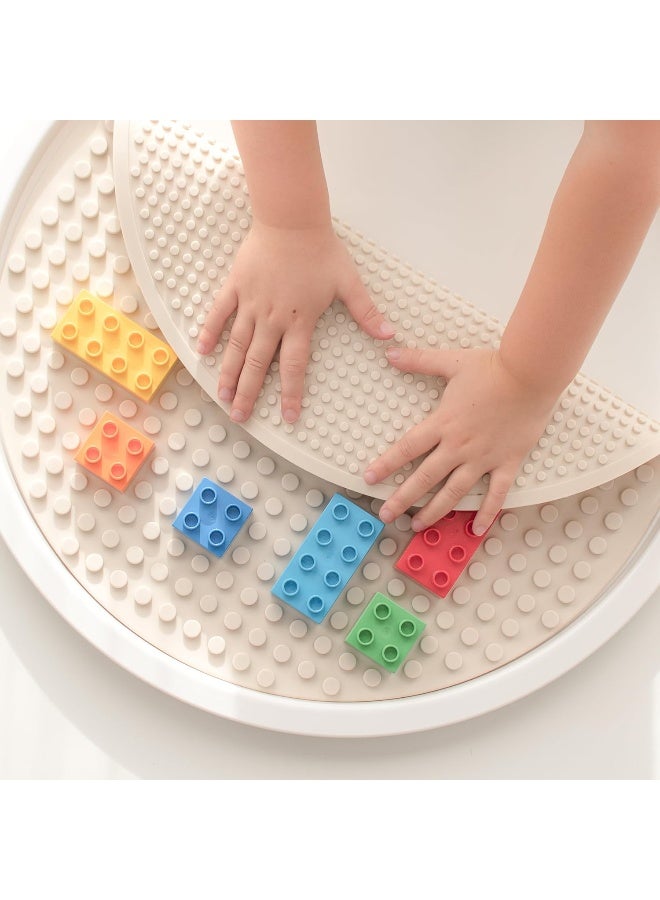 Inspire My Play - Silicone Building Blocks Baseplate - Compatible with All Major Building Block Brands - Double Sided for Large Building Blocks - Perfect Accessory for Sensory PlayTray - Stone - Image 1
