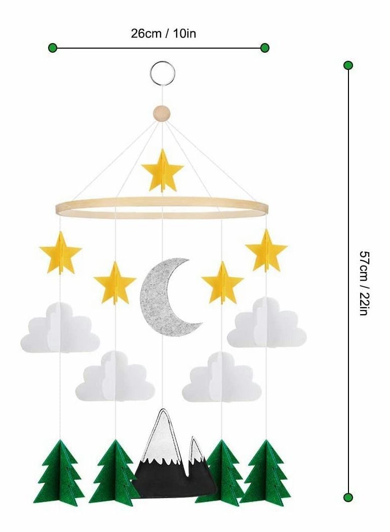 Y&D Infant Crib Mobile Nursery Forest, Star Baby Wind Chimes Bed Bell Felt Toy Accessories for Boys Newborn Gift Ceiling Decor  - Image 4