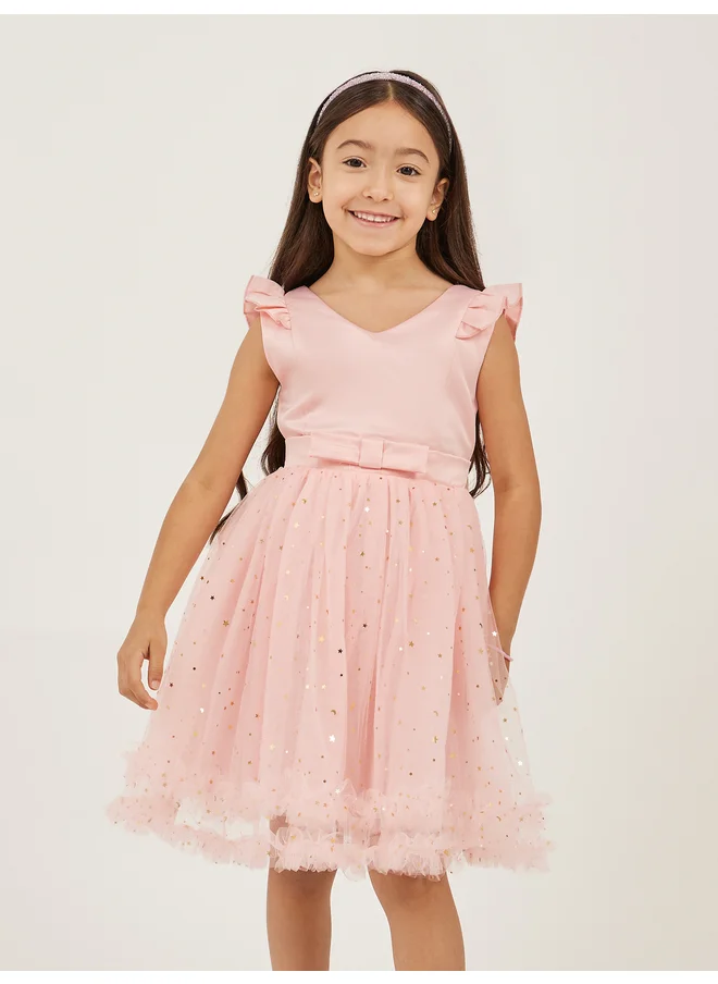 Styli Styli Limited Embellished Ruffle Detail Sleeveless Dress