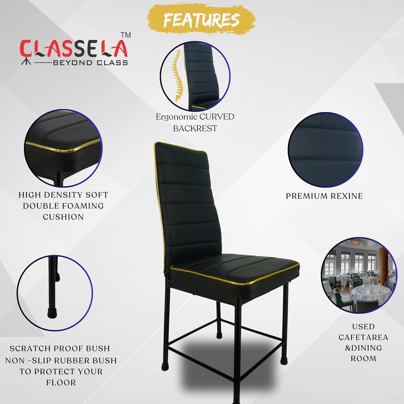 NEWTURN NEWTURN Bloom Golden Border Dining Chair Model for Living Room Set of 2 Piece Cafeteria Home Bedroom Restaurant Scratch ProofAnti Skid Rubber Bush 1 Year Warranty Black - Image 5
