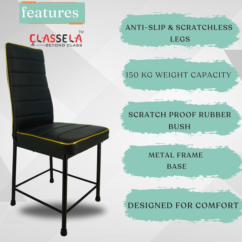 NEWTURN NEWTURN Bloom Golden Border Dining Chair Model for Living Room Set of 2 Piece Cafeteria Home Bedroom Restaurant Scratch ProofAnti Skid Rubber Bush 1 Year Warranty Black - Image 4