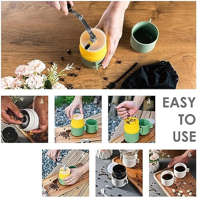 NALACAL Manual Coffee Grinder Portable Manual Coffee Bean Grinder With Conical Ceramic Burr Foldable Rocker Adjustable Coarseness Burr Hand Coffee Grinder For Outdoor Traveling Camping Office Home - Image 4