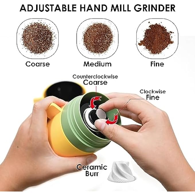 NALACAL Manual Coffee Grinder Portable Manual Coffee Bean Grinder With Conical Ceramic Burr Foldable Rocker Adjustable Coarseness Burr Hand Coffee Grinder For Outdoor Traveling Camping Office Home - Image 2