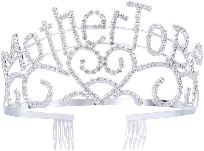 cheekyglo Inlay Metal with Headwear Gift Mother Jewelry Headband Shower for Expecting Crowns Future Hair and Rhinestones Gender Tiara Comb Headdress , Sparkling Side Be Women - Image 1