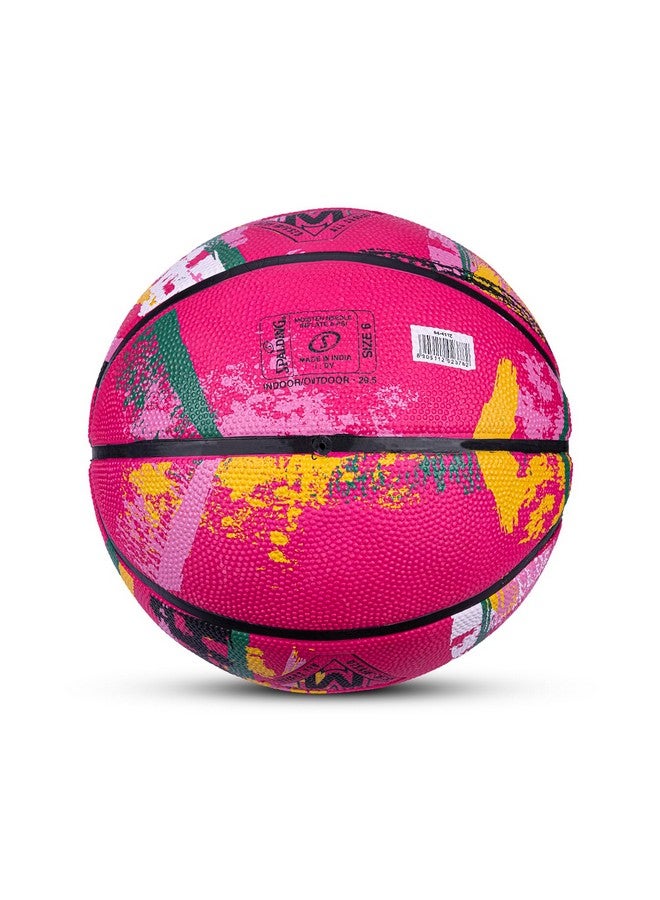 Spalding 8 Panel Marble Rubber Moulded Indoor/Outdoor Basketball with Butyl Bladder, Pink, Size: 6 (Suitable for Practice/Match/Training) + Free Air Needle - Image 3