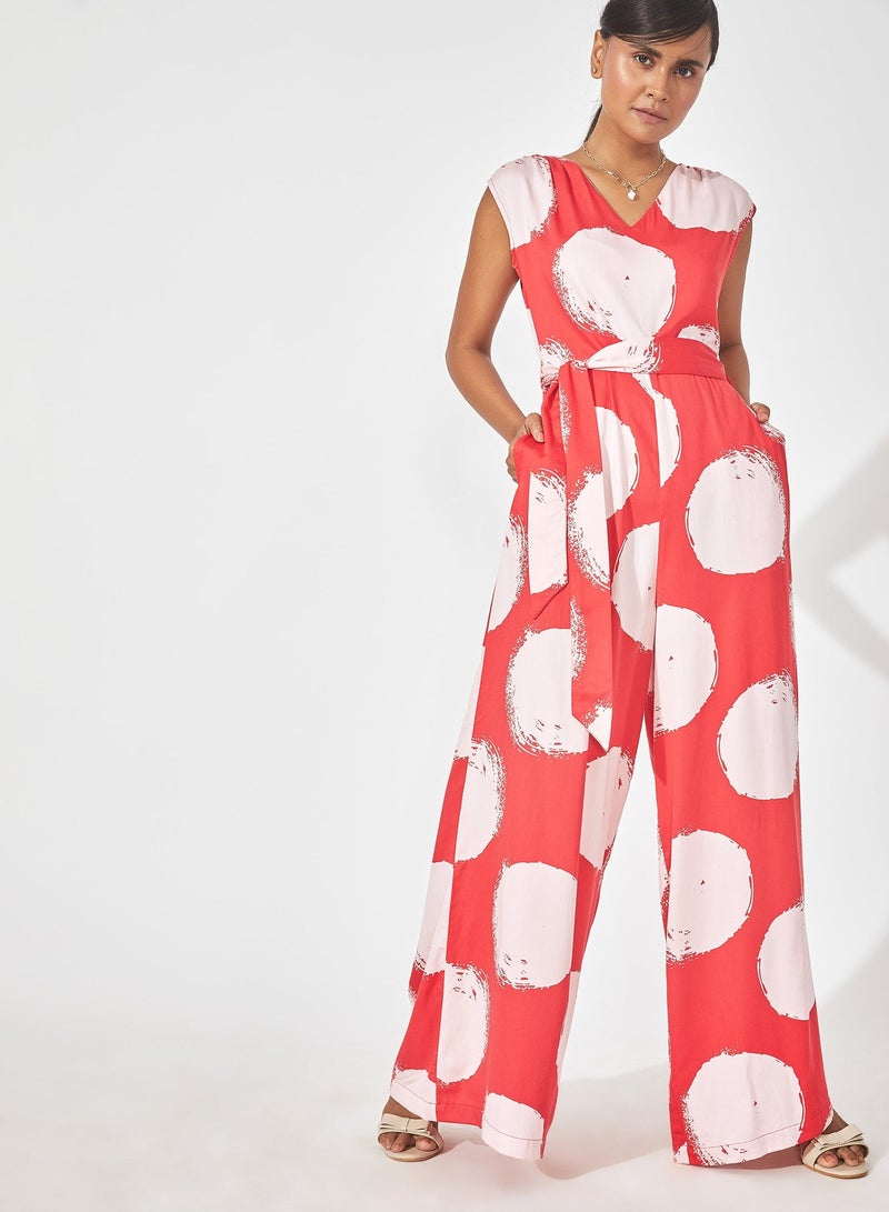 The Label Life Printed V-Neck Wide Leg Jumpsuit - Image 4