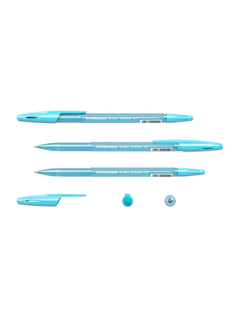 ErichKrause 50-Piece R-301 Spring Stick Ballpoint Pen 0.7mm Blue Ink Pastel Barrel Colours - Image 4