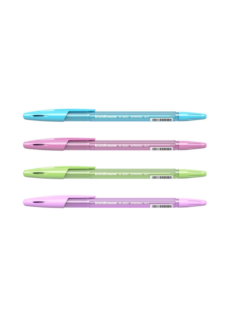 ErichKrause 50-Piece R-301 Spring Stick Ballpoint Pen 0.7mm Blue Ink Pastel Barrel Colours - Image 3