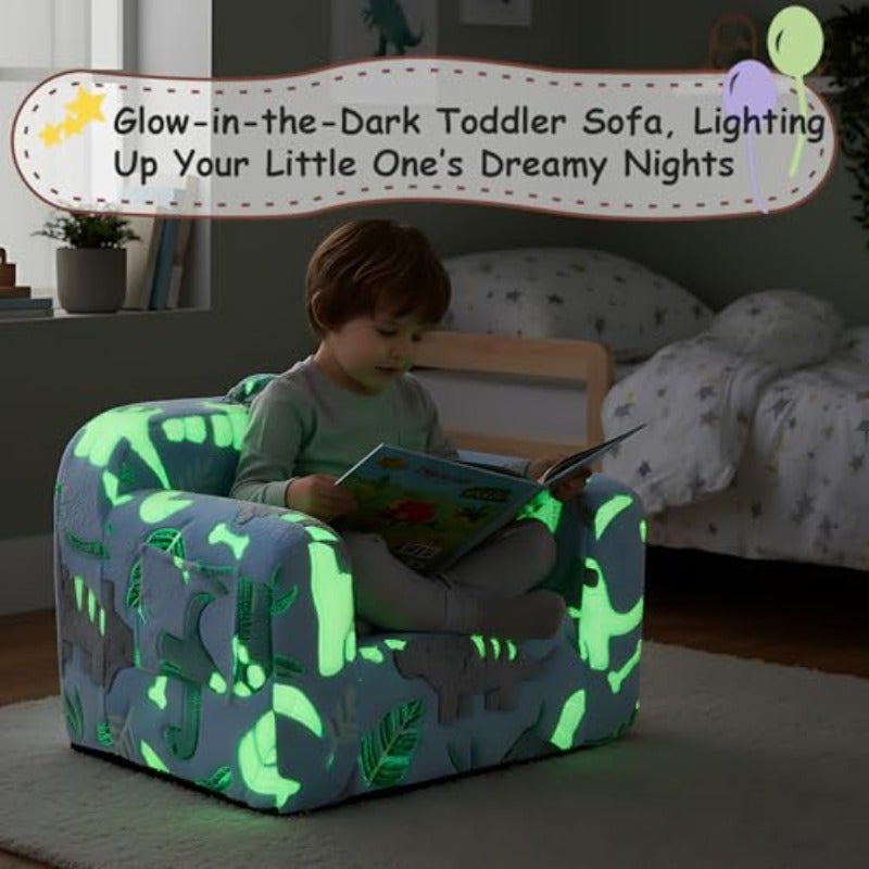 Sofa Chair Plush Couch with Removable Cover and Carry Handle Plush Foam Couch with Armrests Vacuum Packing Non-slip Base and Side Pocket for Bedrooms and Playrooms Glow Fabric - Image 5