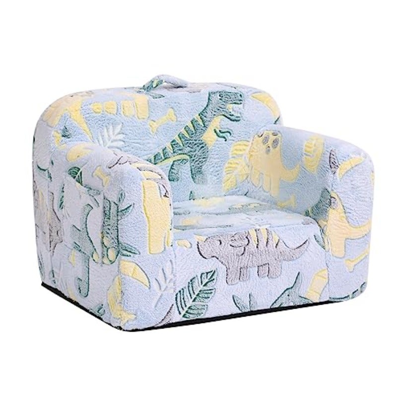 Sofa Chair Plush Couch with Removable Cover and Carry Handle Plush Foam Couch with Armrests Vacuum Packing Non-slip Base and Side Pocket for Bedrooms and Playrooms Glow Fabric - Image 1