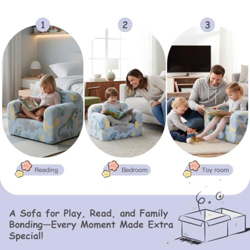 Sofa Chair Plush Couch with Removable Cover and Carry Handle Plush Foam Couch with Armrests Vacuum Packing Non-slip Base and Side Pocket for Bedrooms and Playrooms Glow Fabric - Image 4