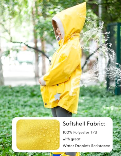 BINIDUCKLING Kids Rain Jacket Toddler Raincoat Girls Boys Spring Jacket 3T Yellow - Image 4